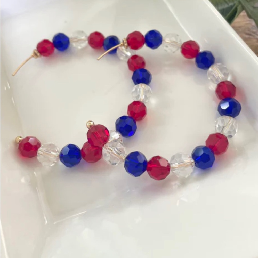 Red White Blue Hoop Earrings